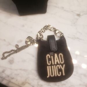 Juicy Couture Black and Silver Keychain Pouch Or Purse Charm